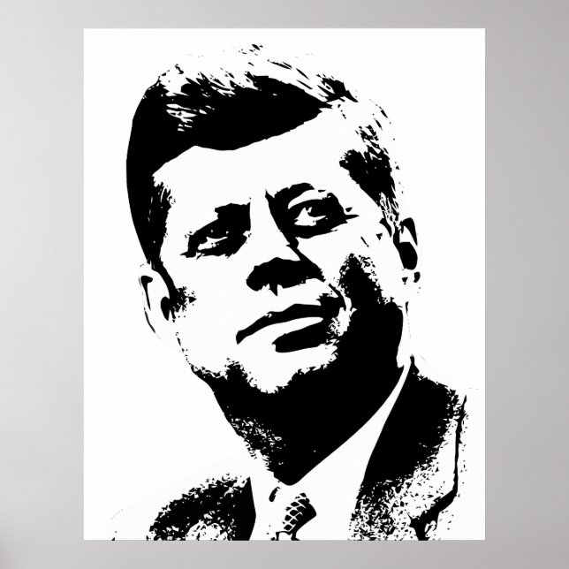 Poster Le président Kennedy — noir et blanc (Devant)