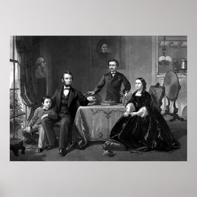 Poster Le Président Lincoln Et Sa Famille (Devant)