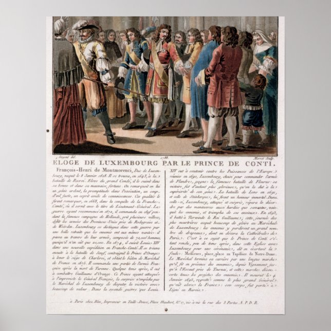 Poster Le prince de Conti (1664-1709) loue le duc de (Devant)