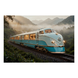 Poster Le Rail en Velours Bleu