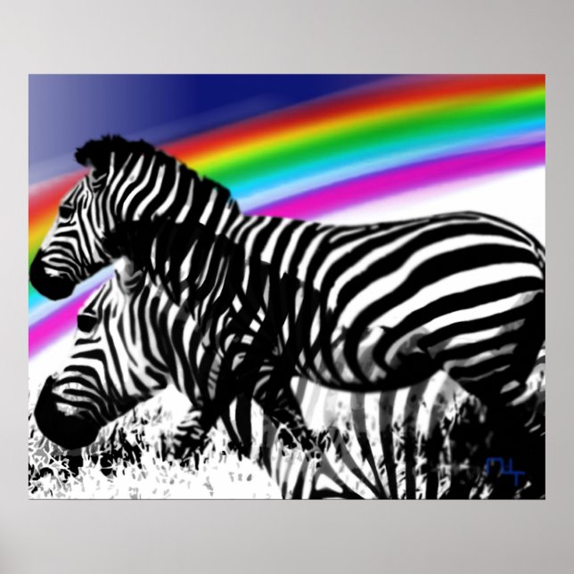 Poster Le rêve de Zebra en peau arc-en-ciel (Devant)