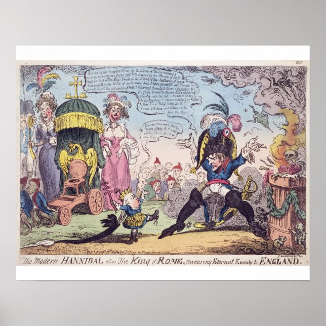 Poster Le Roi de Rome, 1814 - dessin animé montrant Napol (Devant)