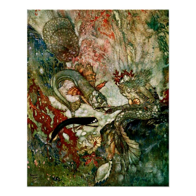 Poster « Le Roi des Sirènes » par Edmund Dulac (Devant)