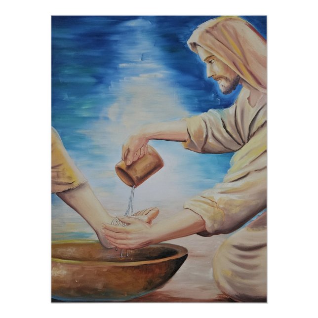 Poster Le Roi Serviteur : Jésus lavant les pieds  (Devant)