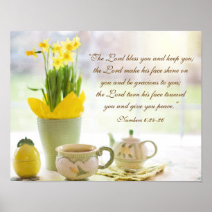 Poster Le Seigneur Vous Bénit Bible Verse Tea Party Daffo