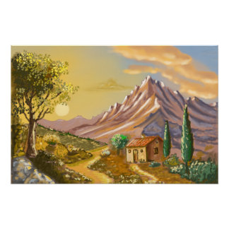 Poster Le sentier du cabanon en montagne.