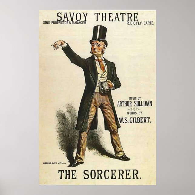 Poster Le Sorcerer ~ Savoy Theatre Londres 1884 (Devant)
