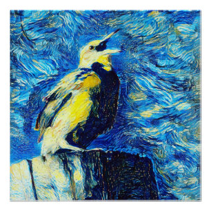 Poster Le style VanGogh aux oiseaux solitaires