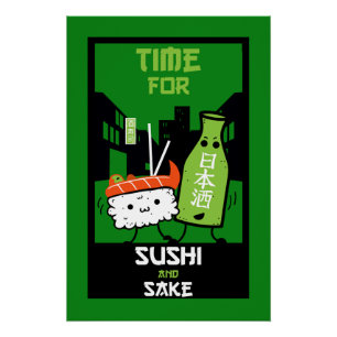Poster Le Sushi Et Le Sake