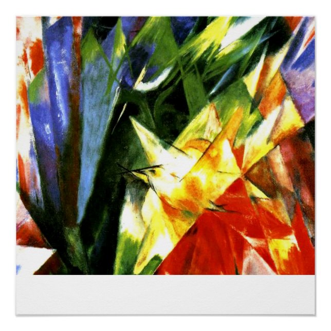 Poster Le tableau de Franz Marc, Oiseaux,  (Devant)