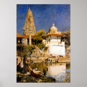 Poster Le temple et le réservoir de Walkeschwar à Bombay