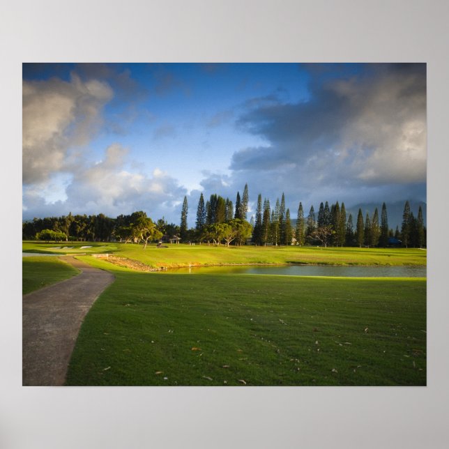 Poster Le terrain de golf Makai à Princeville (Devant)