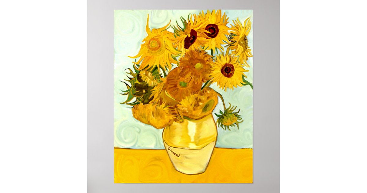 Van Gogh Tournesol Citation Poster Le tournesol jaune de Vincent van Gogh peignant | Zazzle.fr