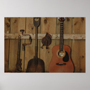Poster Le travail jouent alors la guitare