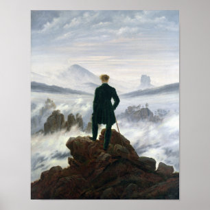 Poster Le vagabond au-dessus de la mer de brouillard