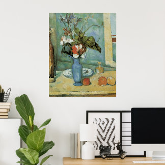 Poster Le Vase Bleu (Fleurs et Fruits) par Paul Cezanne