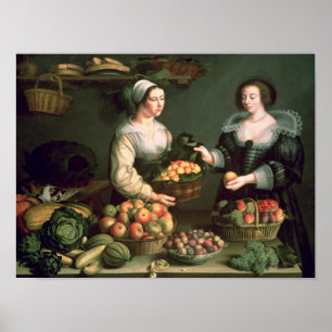 Poster Le vendeur de fruits et légumes