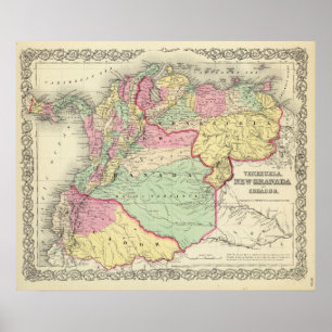 Poster Le Venezuela, nouveau Grenade et l'Equateur