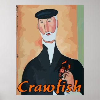 Poster Le vieux français avec l'écrevisse