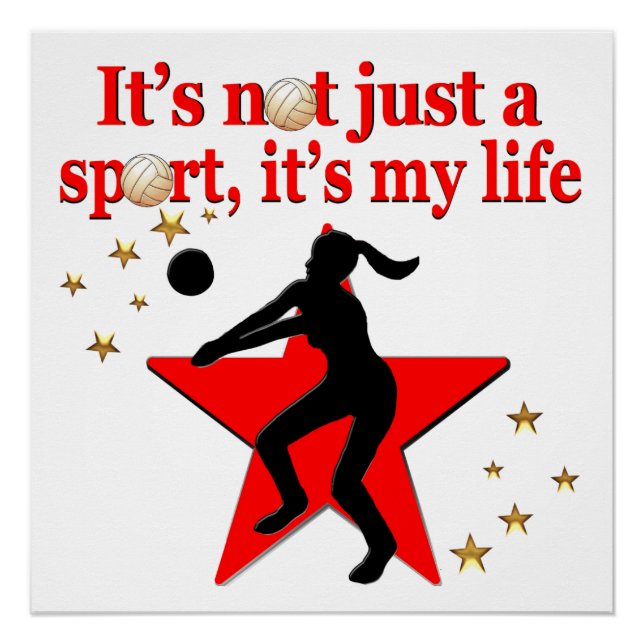 POSTER LE VOLLEYBALL ROUGE EST MON DESIGN DE VIE (Devant)