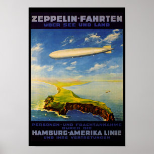 Poster Le zeppelin se déclenche le ~ au-dessus de la mer