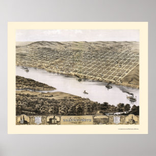 Poster Leavenworth, KS Carte panoramique - 1869