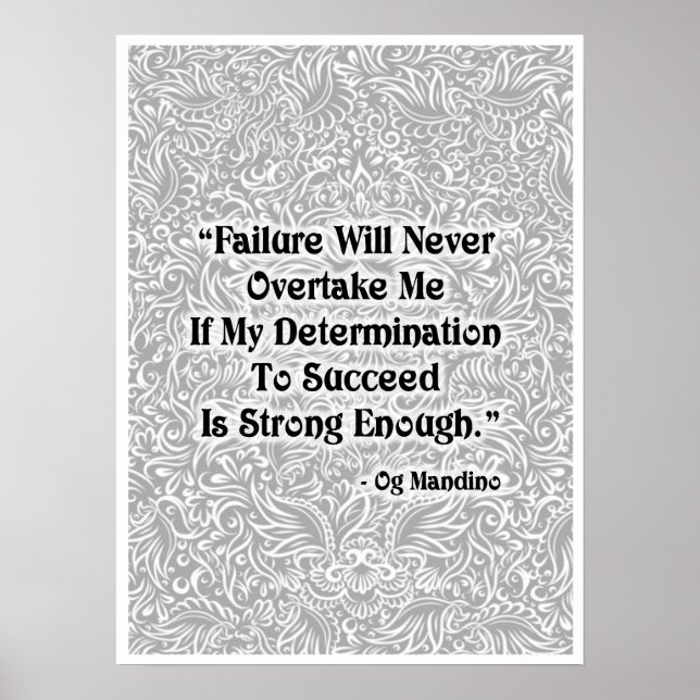 Poster L'échec ne dépassera jamais - Citation positive (Devant)