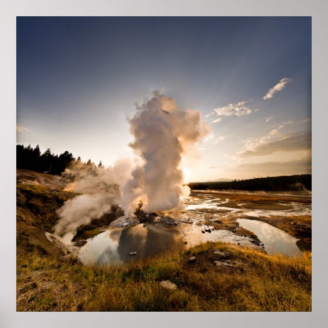 Poster Ledge Geyser, bassin de Norris Geyser (Devant)