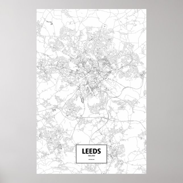 Poster Leeds, England (black on white) (Devant)