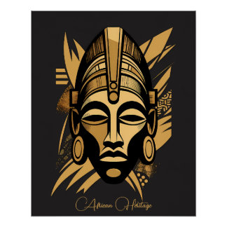 Poster Legacy & Pride African Mask Art - Black History 