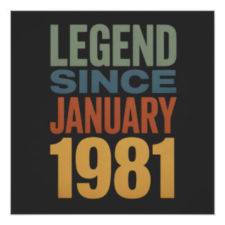 Poster Legend Since January 1981 Retro Birthday Classic