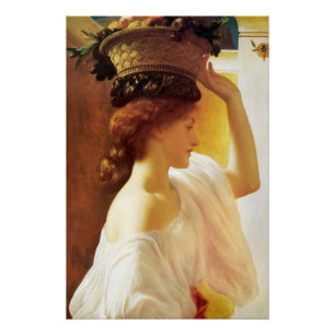 Poster Leighton Eucharis Girl avec panier de fruits CC067