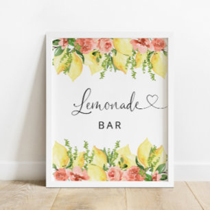 Poster Lemonade Bar Lemon Floral