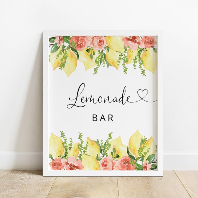 Poster Lemonade Bar Lemon Floral (Créateur téléchargé)