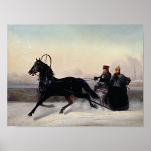 Poster L'empereur Nicholas I conduisant dans un traîneau