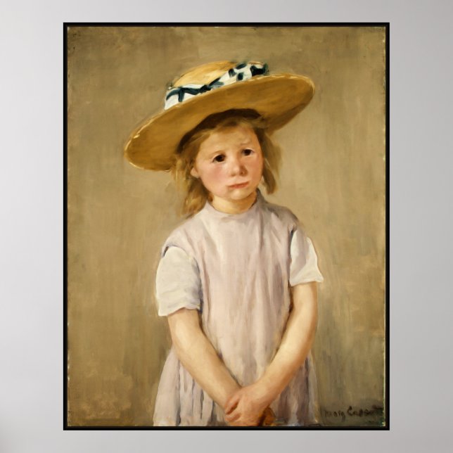 Poster L'enfant de Cassatt en Casquette paille - avec un  (Devant)