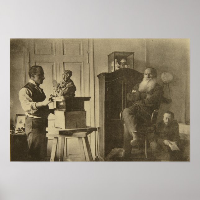 Poster Leo Tolstoï et le sculpteur Prince Paolo (Devant)