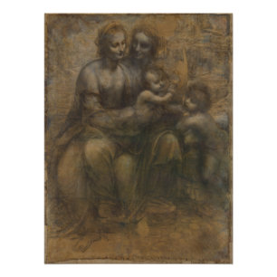 Poster Léonard de Vinci Vierge et enfant avec Sainte Anne