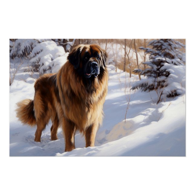 Poster Leonberger Laissez-le neiger Noël (Devant)