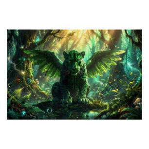 Poster Léopard ailé - Illustration d'animal fantastique