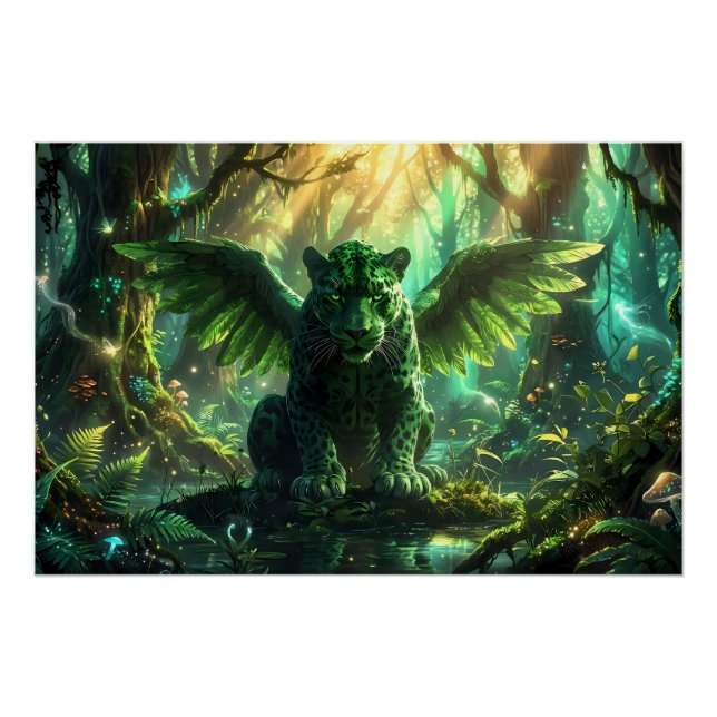 Poster Léopard ailé - Illustration d'animal fantastique (Devant)