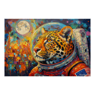 POSTER LÉOPARD ASTRONAUTE-QUI RENTRE À LA MAISON 2