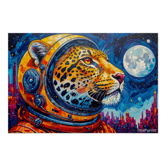 POSTER LÉOPARD ASTRONAUTE - RETOUR À LA MAISON 13 (Devant)