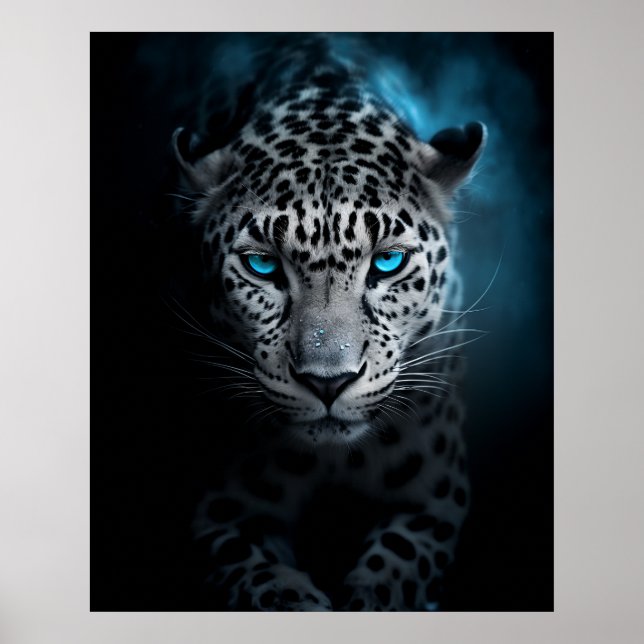 Poster Leopard aux yeux bleus (Devant)