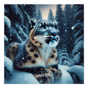 Poster Léopard de neige hivernal mou Imaginaire