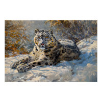 Léopard des neiges dormant dans la neige