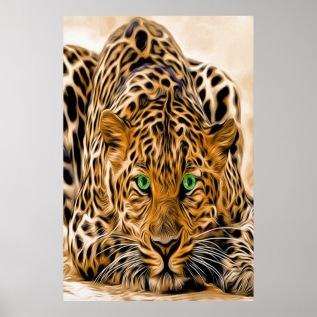 Poster Leopard des yeux verts (Devant)