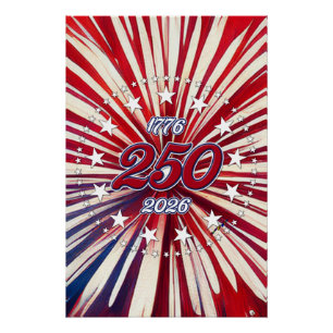 Poster Les 250 ans d'Amérique 1776-2026 Feux d'artifice R