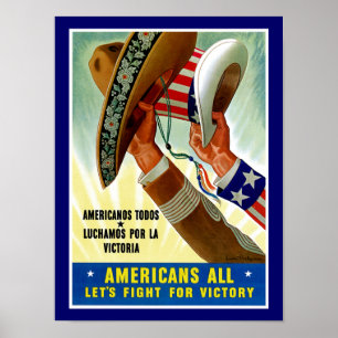 Poster Les Américains tous ~ Luttons pour la victoire
