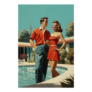 Poster les années 50 Au Bord De La Piscine